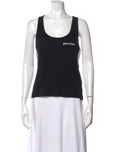 Pre-owned Palm Angels Graphic Print Scoop Neck Top In Black