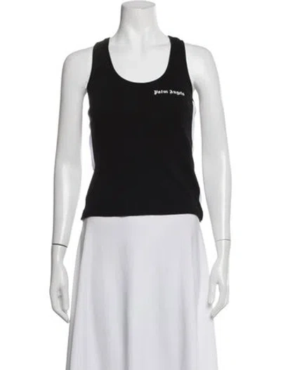 Pre-owned Palm Angels Graphic Print Scoop Neck Top In Black