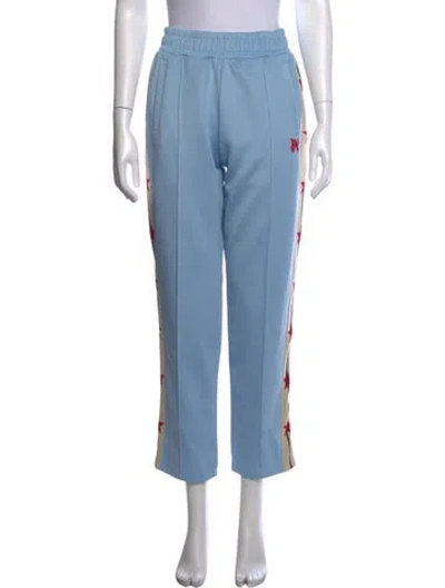 Pre-owned Palm Angels Graphic Print Straight Leg Pants In Blue
