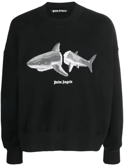 Palm Angels Graphic Print Sweatshirt In Black Grey