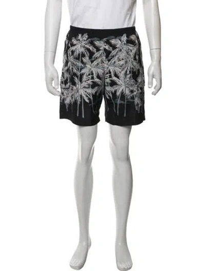 Pre-owned Palm Angels Graphic Print Swim Trunks In Black