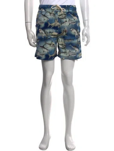 Pre-owned Palm Angels Graphic Print Swim Trunks W/ Tags In Blue