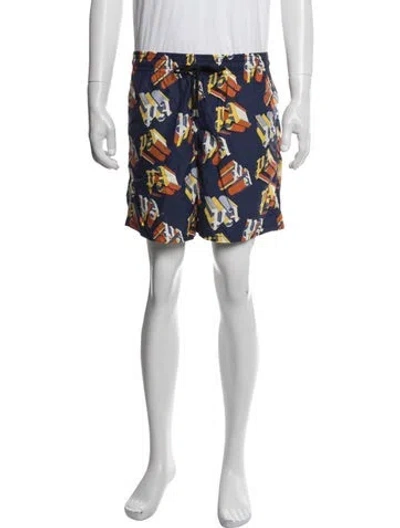 Pre-owned Palm Angels Graphic Print Swim Trunks W/ Tags In Blue