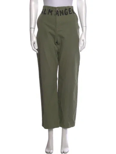 Pre-owned Palm Angels Graphic Print Wide Leg Pants In Green