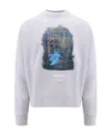 Palm Angels Organic Cotton Sweatshirt With Hunting In The Forest Print In White