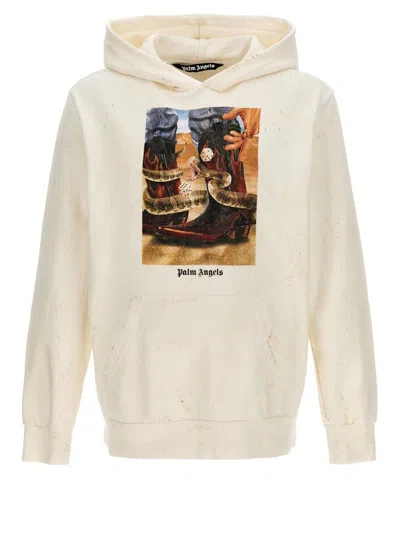 Palm Angels Graphic Printed Hoodie In Beige