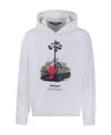 Palm Angels Graphic Print Hooded Sweater In White