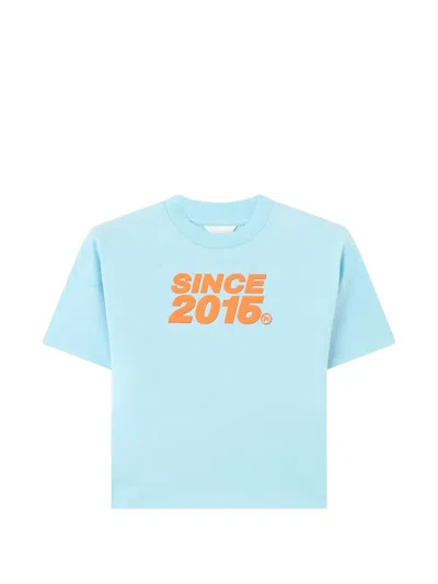 Palm Angels Kids' Since 2015 Over T-shirt In Blue