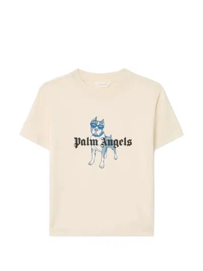 Palm Angels Kids' Graphic-print T-shirt In Brown