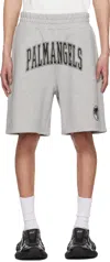 Palm Angels College Palm Shorts In Grey Melange