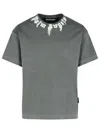 Palm Angels Gradient Gray Cotton T-shirt With Contrast Print In Gray