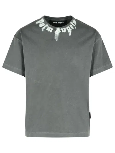 PALM ANGELS GRAY COTTON T-SHIRT