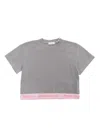 Palm Angels Gray Cropped T-shirt In Gray
