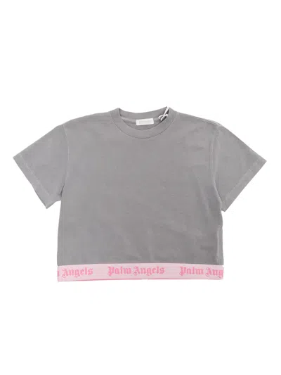 Palm Angels Gray Cropped T-shirt