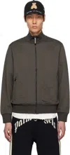 Palm Angels Chocolate Brown Jacket With Roll Neck And Logo Detail In Vintage Bl
