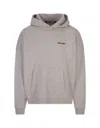 PALM ANGELS GRAY HOODIE WITH LOGO ON CHEST AND HOOD