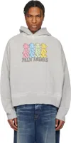 Palm Angels Multicolor Bears Hoodie In Gray