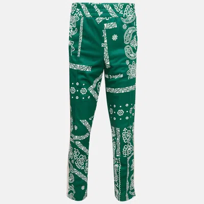 Pre-owned Palm Angels Green Bandana Print Technical Knit Track Pants L