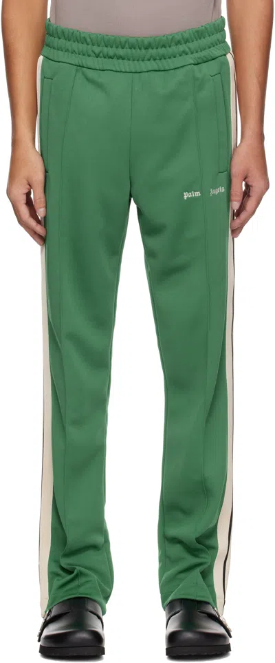 Palm Angels Green Embroidered Logo Track Pants In Forest Green -