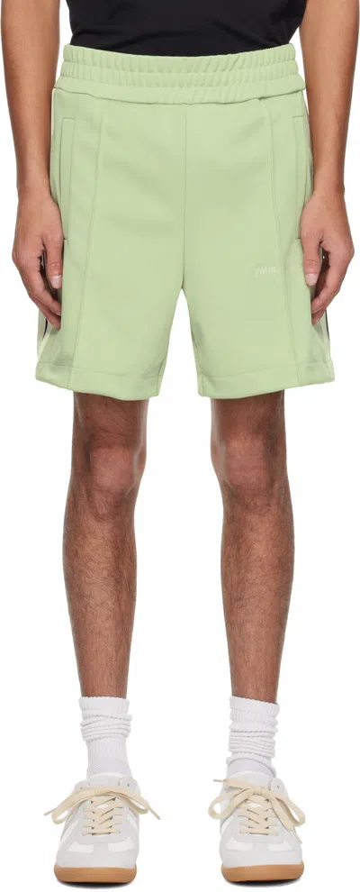 Palm Angels Logo Embroidery Track Shorts In Sage