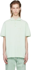 PALM ANGELS GREEN EMBROIDERED POLO