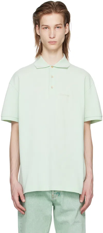 Palm Angels Logo-embroidered Polo Shirt In Green