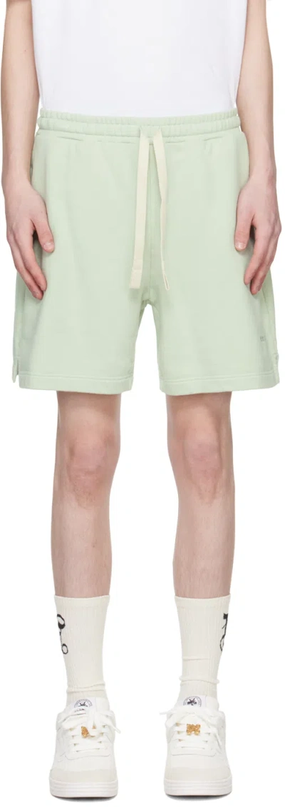 Palm Angels Green Embroidered Shorts In Mint Mint