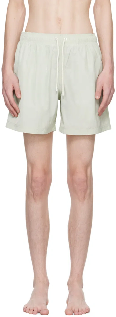 Palm Angels Green Embroidered Swim Shorts In Grey