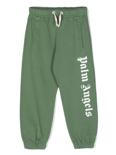 PALM ANGELS GREEN JOGGERS WITH LOGO