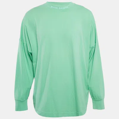 Pre-owned Palm Angels Green Logo Print Full Sleeve Oversized T-shirt L