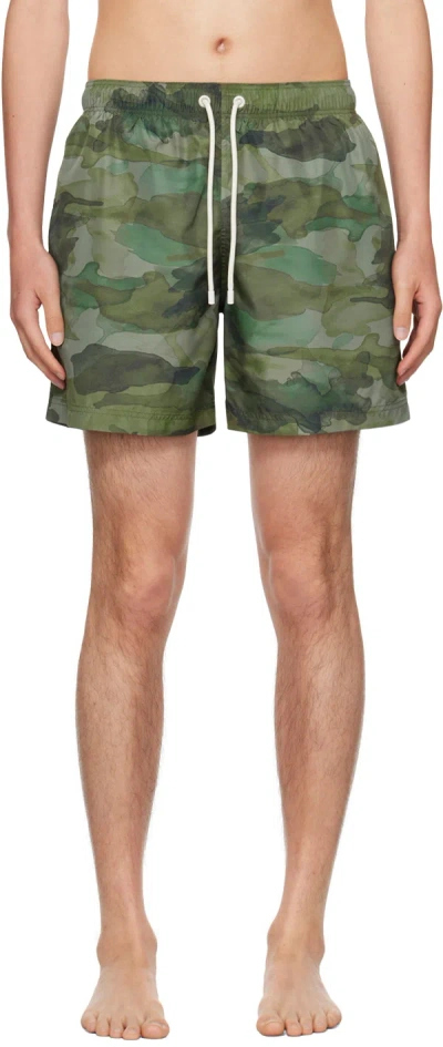 Palm Angels Seasonal Camouflage Tech Swim Shorts In Military Green