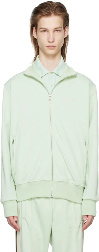 Palm Angels Green Striped Track Jacket In Mint Off White