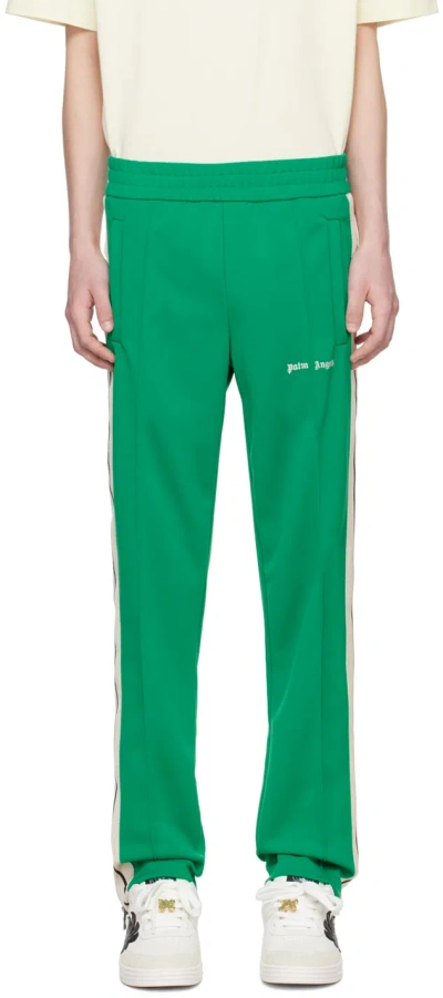Palm Angels Green Striped Track Pants In Green Off White