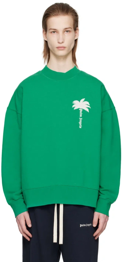 Palm Angels Green 'the Palm' Sweatshirt In Green Off White