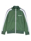 PALM ANGELS GREEN TRACK JACKET WITH ZIP AND LOGO
