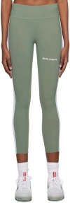 Palm Angels Logo Track Leggings In Sage White