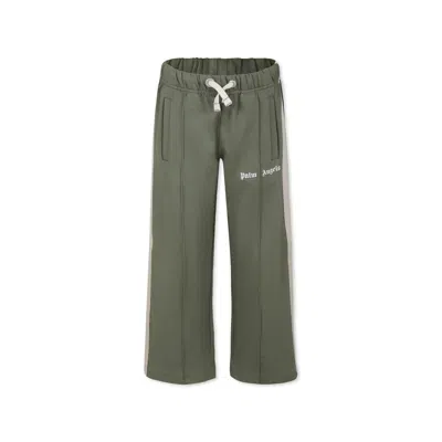 Palm Angels Green Trousers For Boy With Logo