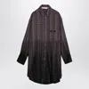 Palm Angels Checkered Chemisier Dress With Logo In Grey