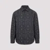 PALM ANGELS GREY ANTHRACITE ALL MONOGRAM QUILTED OVERSHIRT