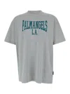 Palm Angels Grey Crewneck T-shirt With College Style Logo On The Front In Cotton Man In Grey