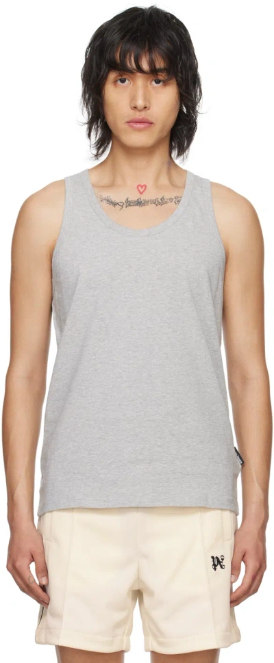 Palm Angels Grey Essential Tank Top In Melange Gr