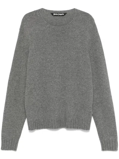 PALM ANGELS GREY KNITTED SWEATER