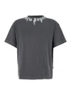 Palm Angels Gradient Gray Cotton T-shirt With Contrast Print In Gray