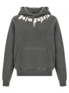 Palm Angels Grey Logo Print Hoodie In Gray