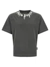 Palm Angels Grey Logo Print T-shirt In Gray