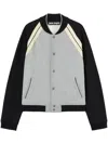 Palm Angels Front Button Closure Light Grey Sweater With Raglan Sleeves And Logo Detail In Multi