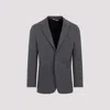 Palm Angels Logo Single-breasted Blazer In Grey