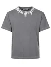 Palm Angels Grey Short-sleeved T-shirt With Artistic Logo Detail In Gray