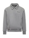 PALM ANGELS PALM ANGELS GREY SWEATSHIRT WITH BANDS ALONG THE SLEEVES