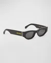 Palm Angels Griffith Oval Acetate Sunglasses In 1007 Black Dark Grey
